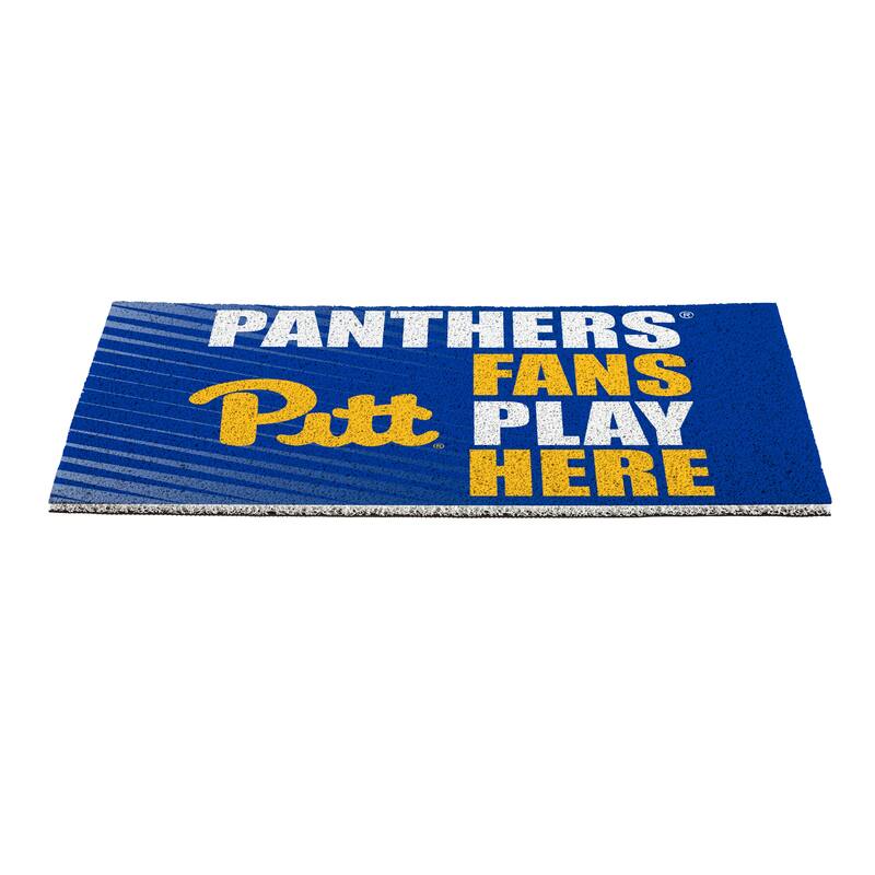 28 in. x 16 in. University of Pittsburgh "Fans Play Here" PVC Door Mat