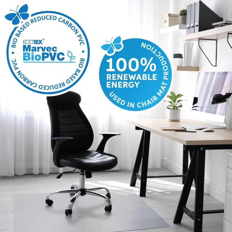 Floortex® Ecotex® BioPVC Eco Friendly Carbon Neutral PVC Chair Mat for Hard Floors - 46" x 60"