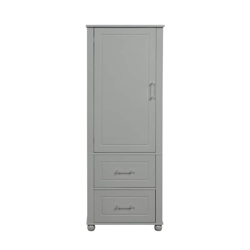 Tall Bathroom Storage Cabinet,Freestanding Storage Cabinet with Two Drawers and Adjustable Shelf,MDF Board with Painted Finish