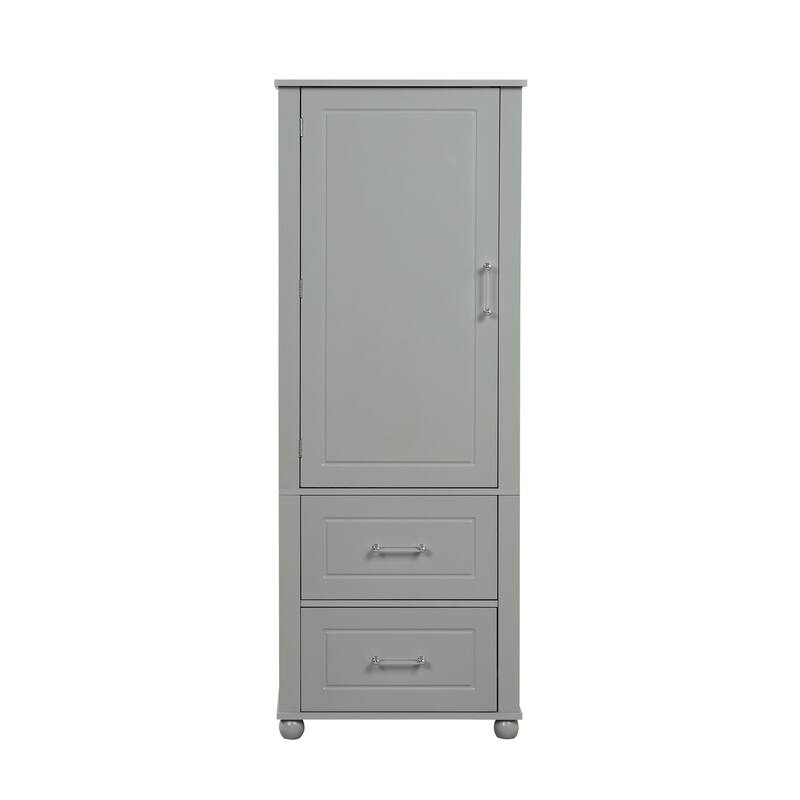 Tall Bathroom Storage Cabinet with 2 Drawers & Adjustable Shelf - Freestanding MDF Cabinet, Water-Resistant Painted Finish