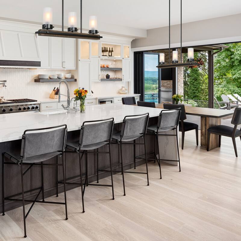 Modern Farmhouse 3-Light Linear Chandelier Pendant Light for Kitchen Island - L28.5"x W4.5"x H 9.5"