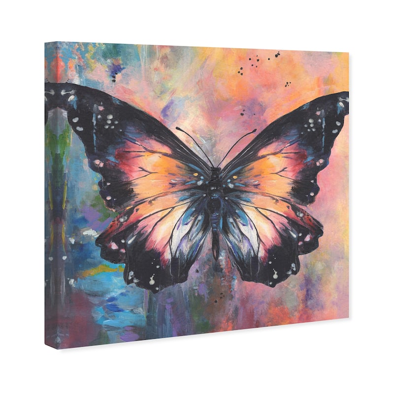 Wynwood Studio Canvas Animals Rainbow Butterfly Black and Modern & Contemporary Wall Art Canvas Print