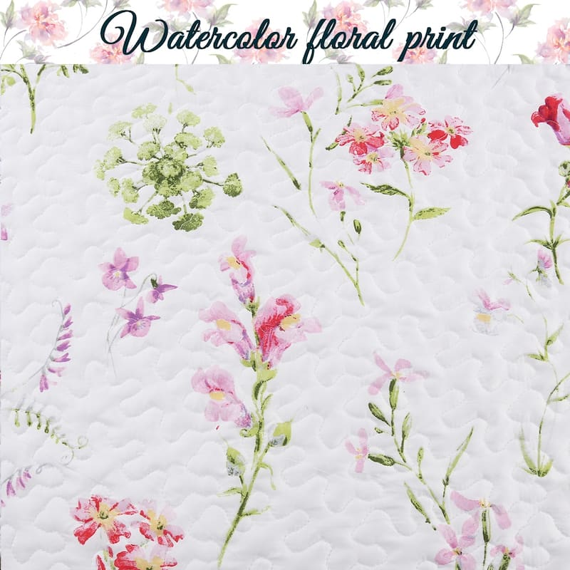 Summer Bloom Azalea Floral Garden Chintz Pink Blue White Green Microfiber Reversible Quilted DayBed Set