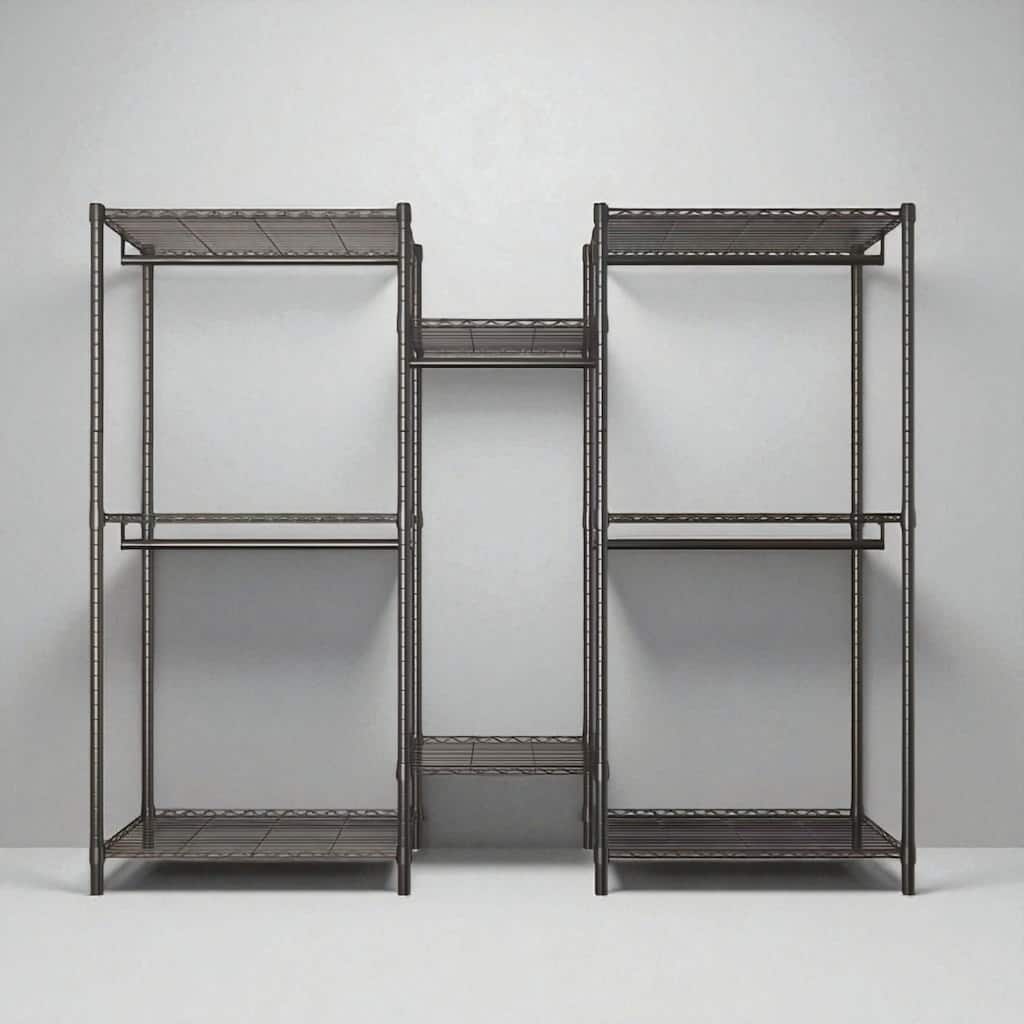 Heavy Duty Freestanding Garment Rack with 8 Adjustable Shelves & 5 Hanging Rods, Portable Closet Organizer for Clothes Storage
