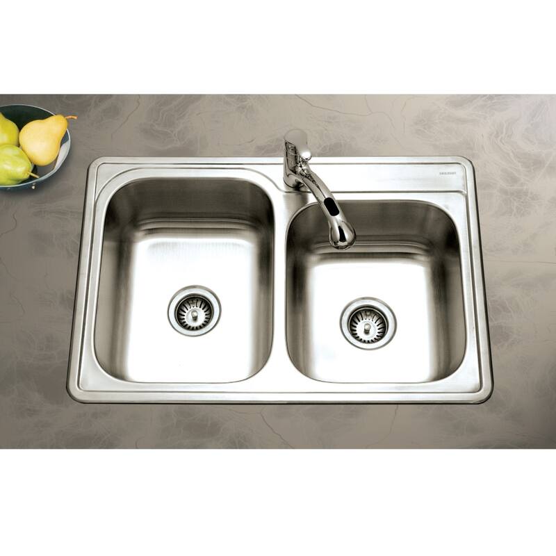 Houzer ISL-3322BS1-C Glowtone 33" Drop In Double Basin Stainless Steel - Stainless Steel