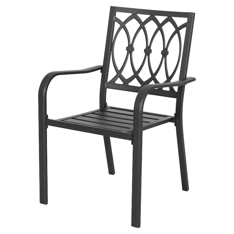 5-Piece Metal Patio Dining Set with Umbrella Hole and 4 Stackable Chairs