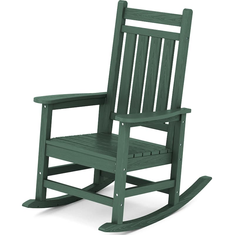 HDPE Outdoor Patio Rocking Plastic Adirondack Chair - Green
