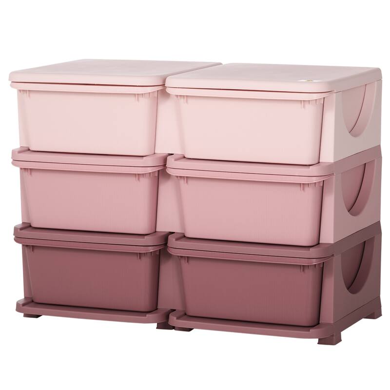 3 Tier Kids Storage Unit, 6 Drawer Chest Toy Organizer Plastic Bins for Kids Bedroom Nursery Kindergarten Living Room