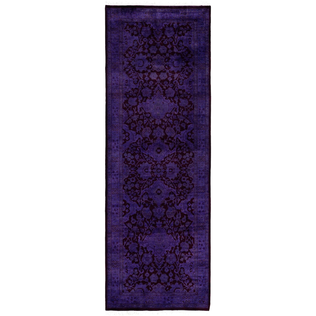 Overdyed One-of-a-Kind Hand-Knotted Area Rug - Purple - 2' 7" x 7' 9"