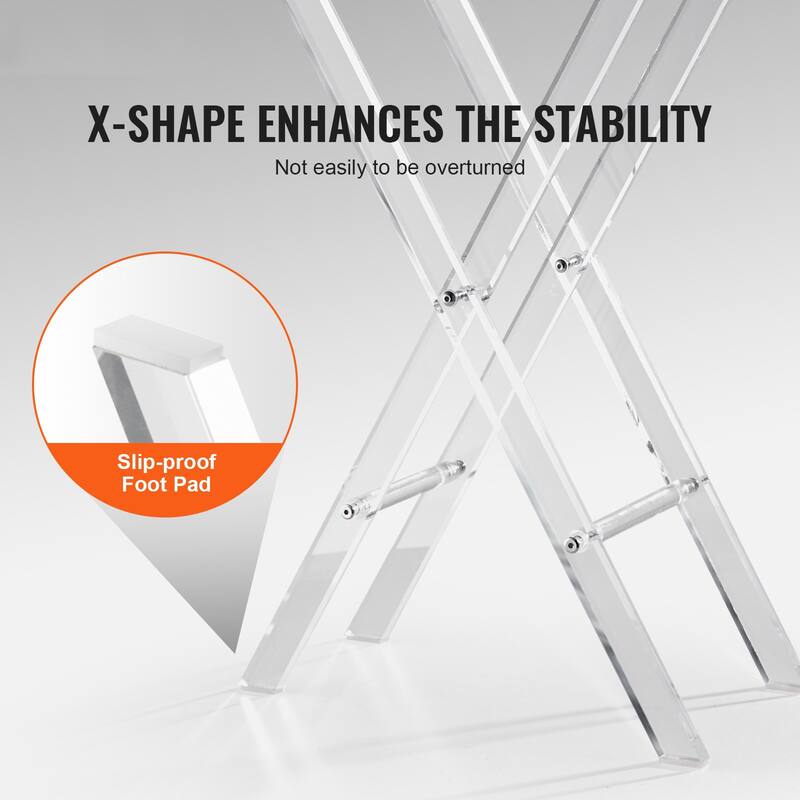 Clear Acrylic Folding Round Tray End Table with X Shape Legs Suitable for Any Room - 15.7” x 22.8”