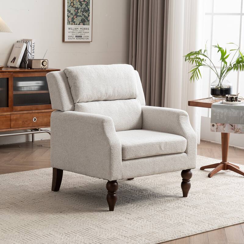 Upholstered Armchair With Wood Legs, Accent Chair
