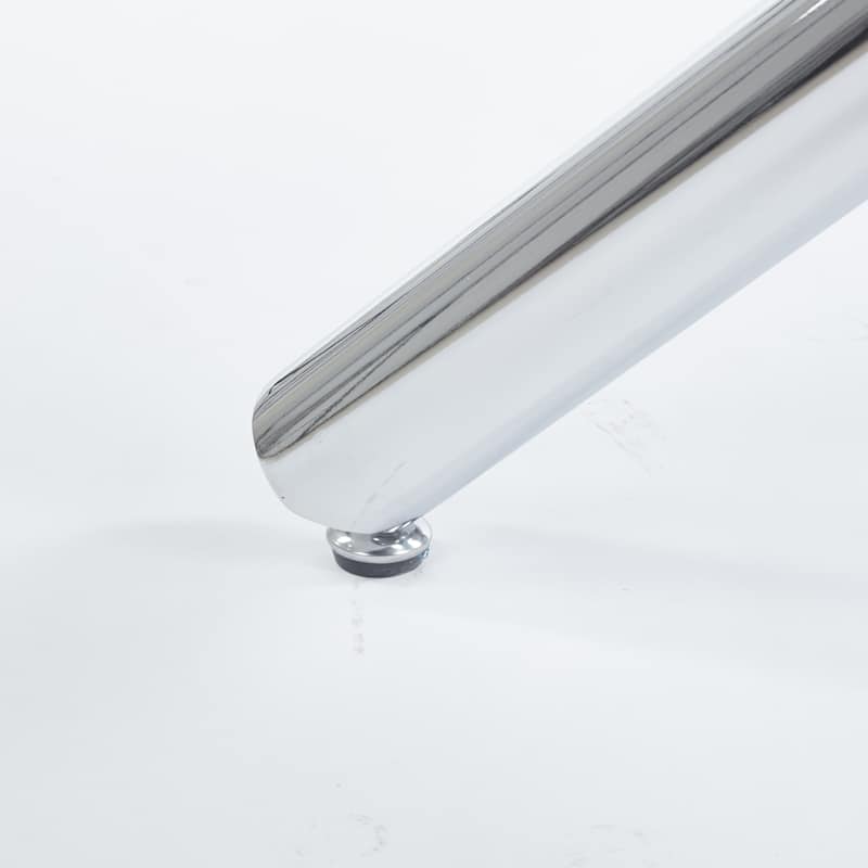 GDFStudio - Monteria Modern 43.31" Tempered Glass Top Dining Table with Chrome Metal Base