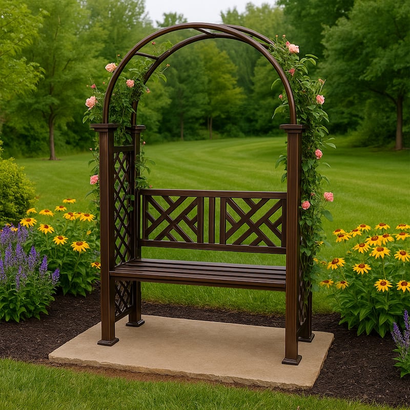 Aluminum Garden Arch with 2-Seater Bench
