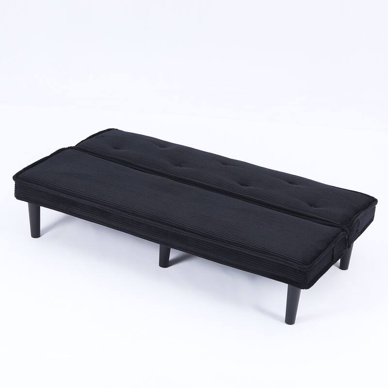 This 66-inch corduroy sofa bed can switch between the two comfortable forms