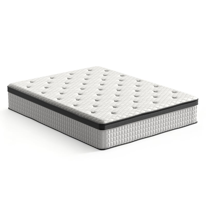 Pocassy 12" Mattress Hybrid Mattress Gel Memory Foam & Zone Pocket Coil Support