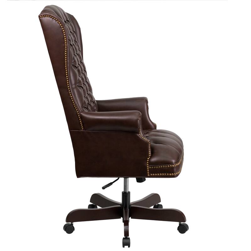 High Back Traditional Tufted LeatherSoft Executive Swivel Ergonomic Office Chair - 30"D x 26.5"W x 48.5" - 51.25"H