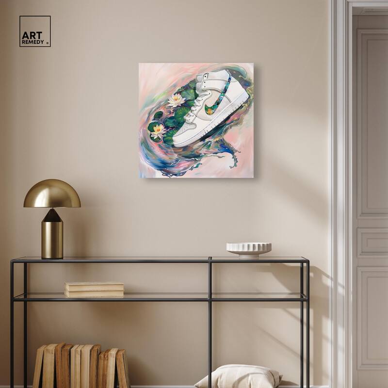 Lilypads Sneaker Splash Canvas by Art Remedy, Gallery Wrapped