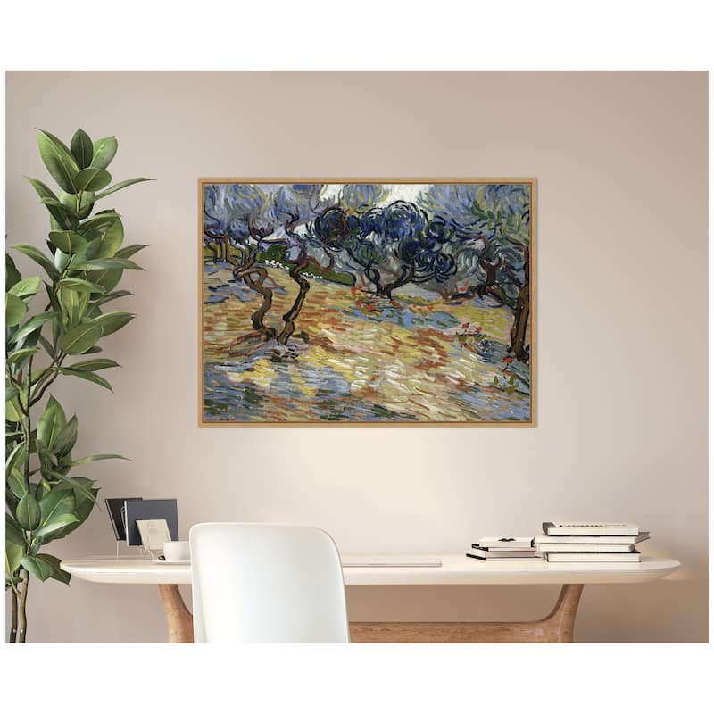 Kate and Laurel Olive Trees by Vincent van Gogh by Nostalgia Prints Framed Canvas Wall Art Print