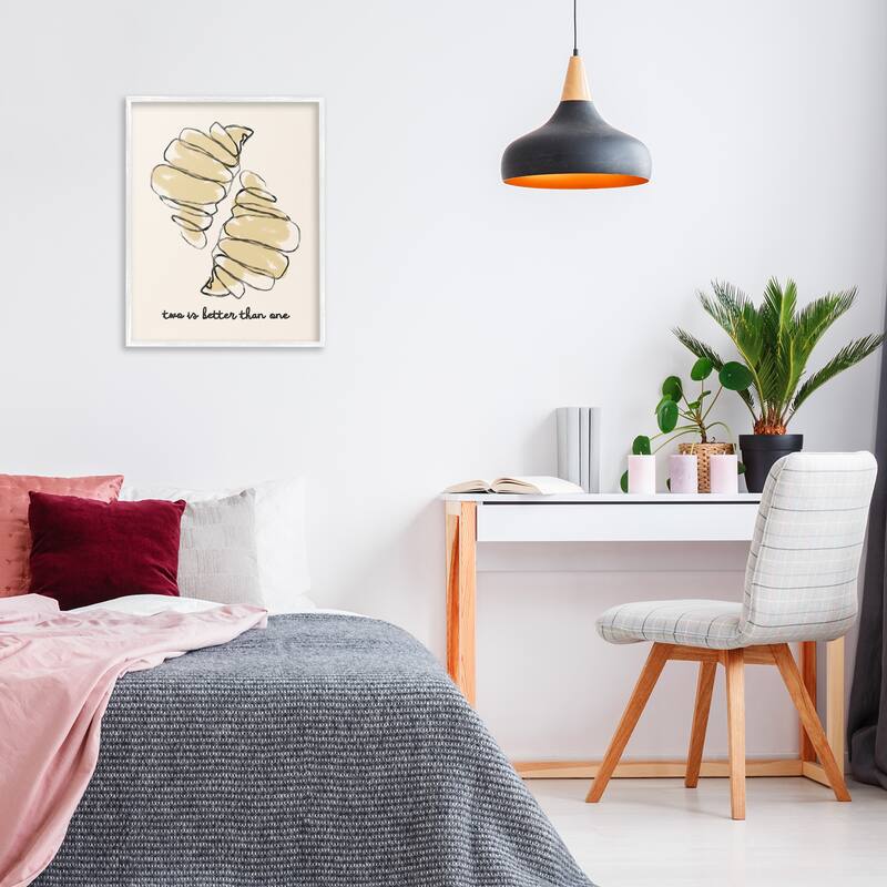 Stupell Croissants with French Phrase Framed Giclee Art Design By Lil' Rue
