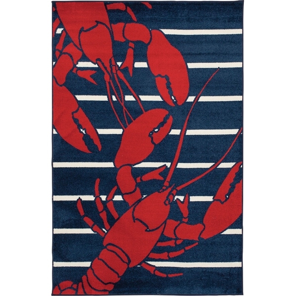 Tecopa Navy Lobster Indoor Outdoor Woven Area Rug - On Sale - Overstock ...