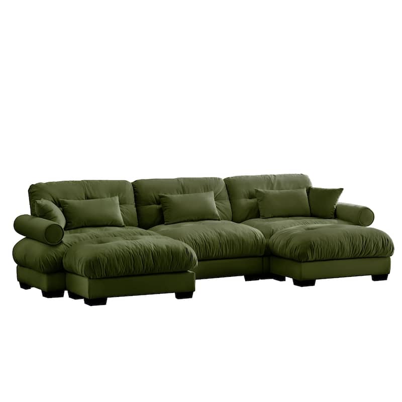 U-Shape 3 Deep Seat Modular Sofa Couch with 2 Movable Ottomans