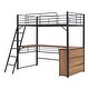 preview thumbnail 22 of 48, Loft Bed with 3 Layers of Shelves & L-Shaped Desk, Metal Loft Bed Frame with Safety Guardrails and Inclined Ladder