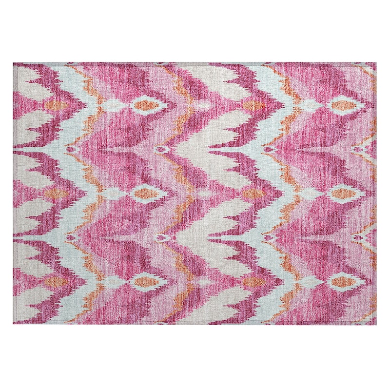Machine Washable Indoor/ Outdoor Chantille Boho Ikat Rug