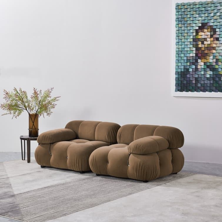 Breeley 76'' Velvet Upholstered Loveseat - Camel