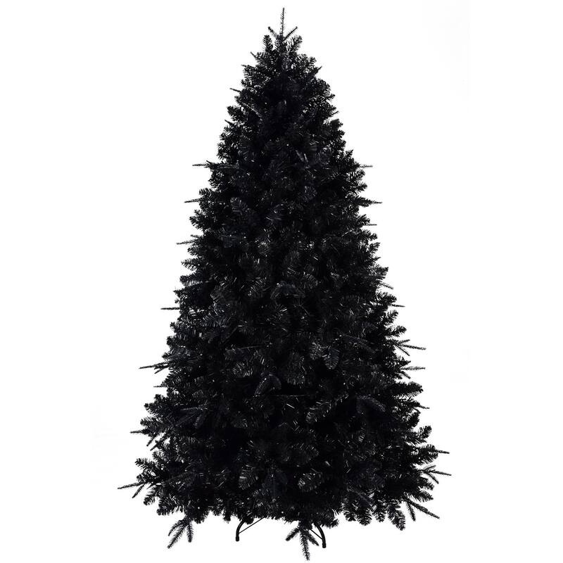HomeRoots 6' Black Pre Lit Full Fir Christmas Tree - 49.00 in. x 72.00 in. x 49.00 in.