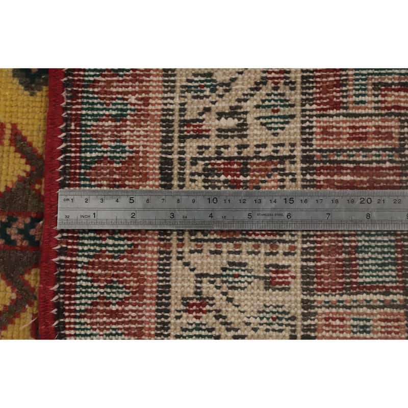 Hand Knotted Oriental 100% Wool Carpet Traditional Tribal Yellow & Gold Ardebil Runner Rug - 11' 4'' X 3' 4''