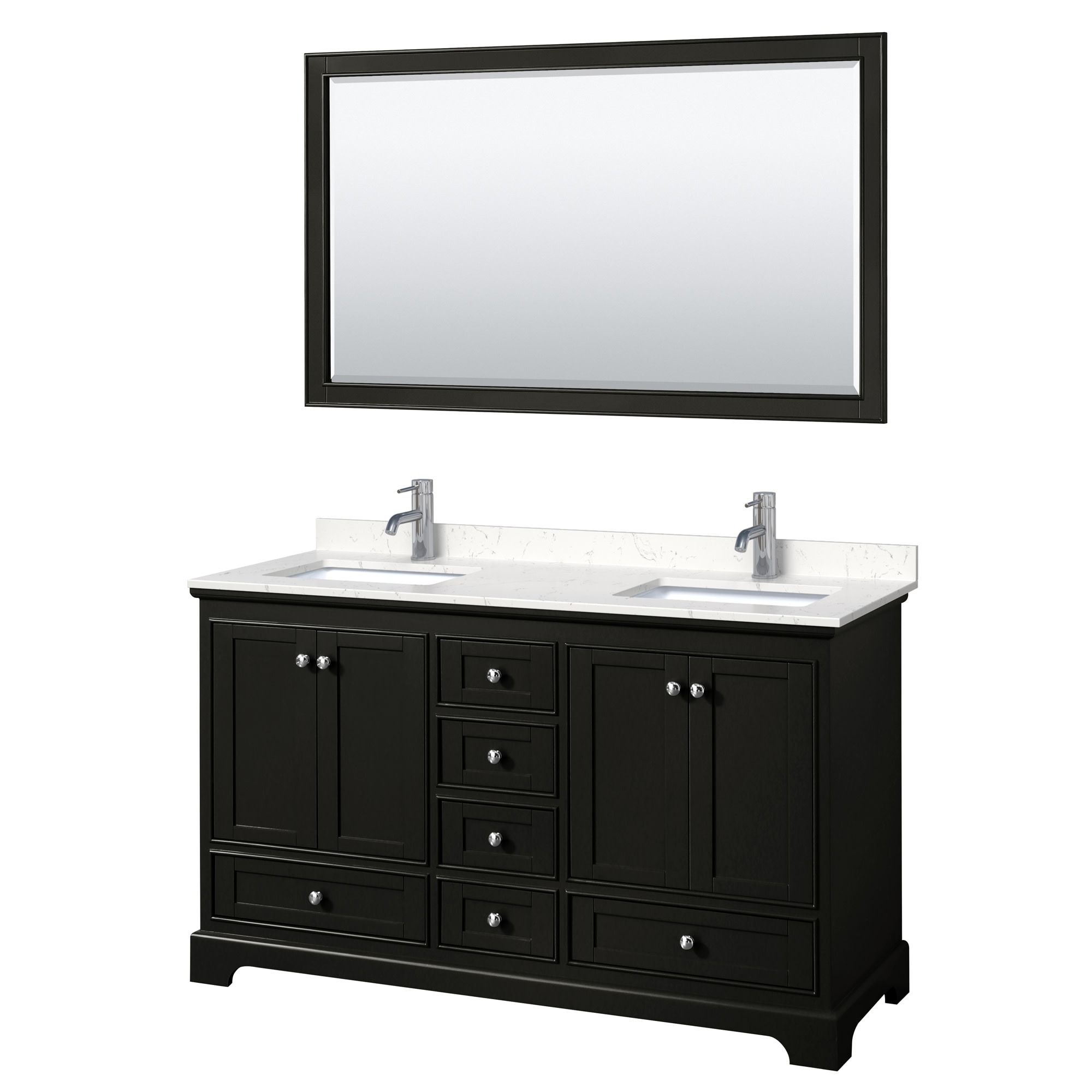 Wyndham Collection Deborah 60" Free Standing Double Basin Vanity Set