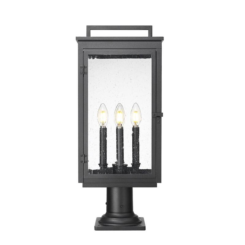 Z-Lite 5019PHBR-533PM Hartwell 4 Light 25" Tall Post Light with Seedy