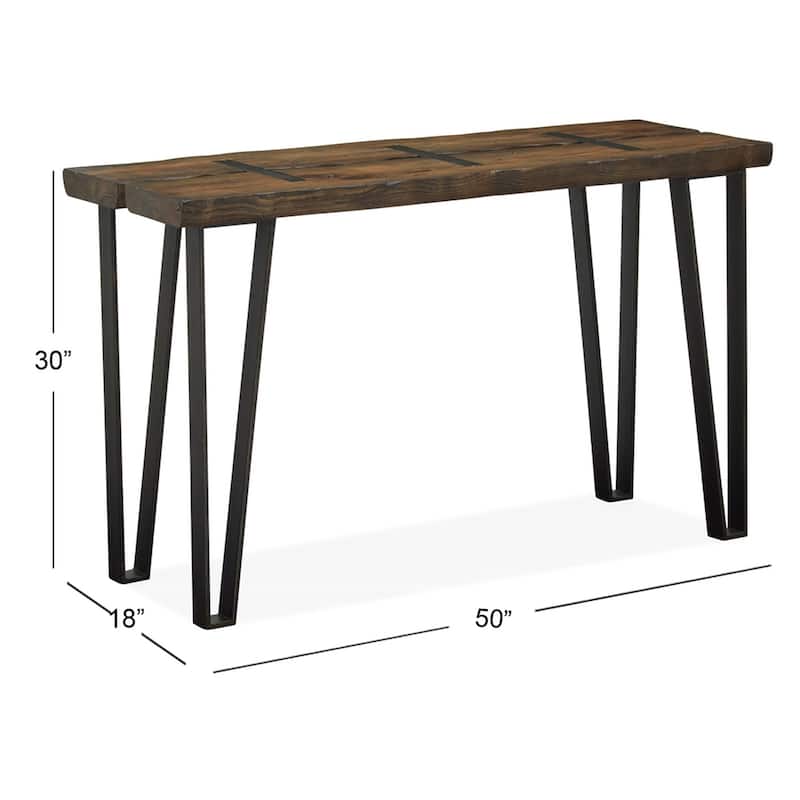 Magnussen Home Dartmouth Sawmill and Galvanized Steel Rectangular Sofa Table - 50''W x 18''D x 30''H