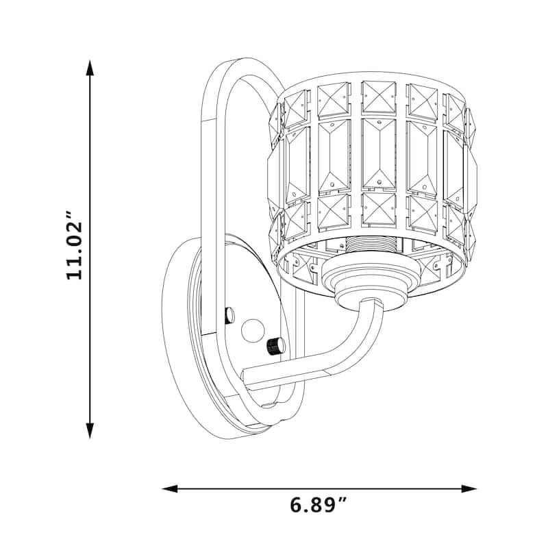 1 - Light Dimmable Matte Black Armed Sconce - W5.55"xD6.89"xH11.02"