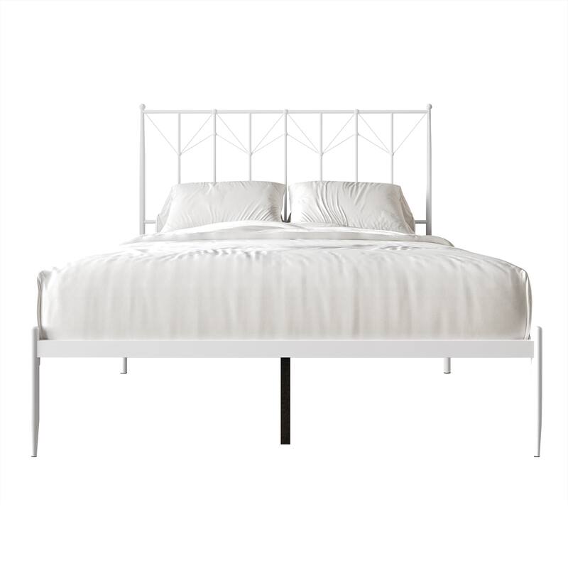 CraftPorch Elegant Metal Platform Bed - White - Queen