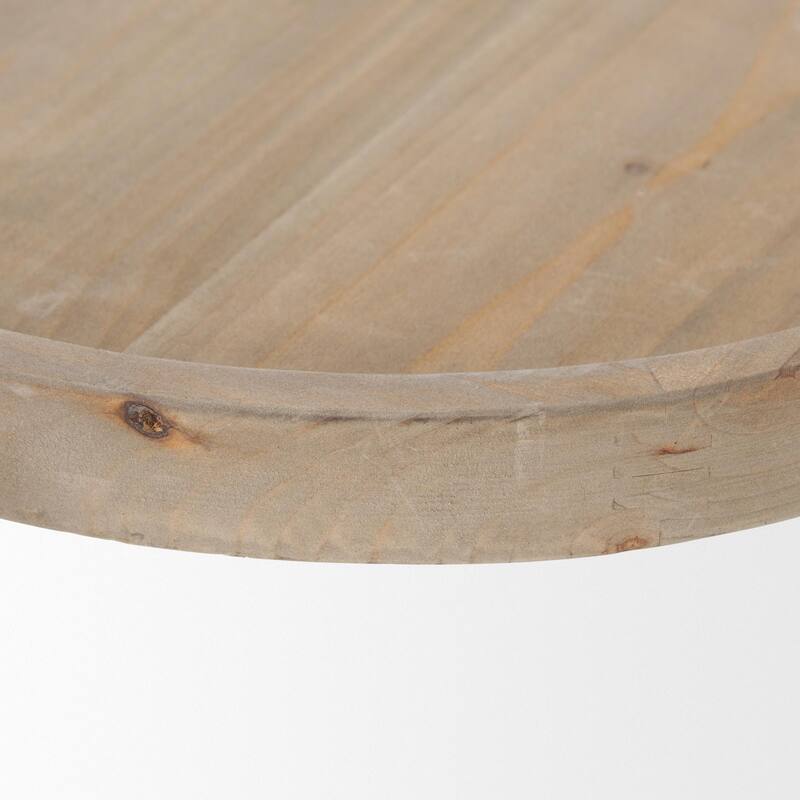 Virve Round Light Brown Wood w/ Gray Wash Wooden Trays - 13.3L x 13.3W x 5.8H