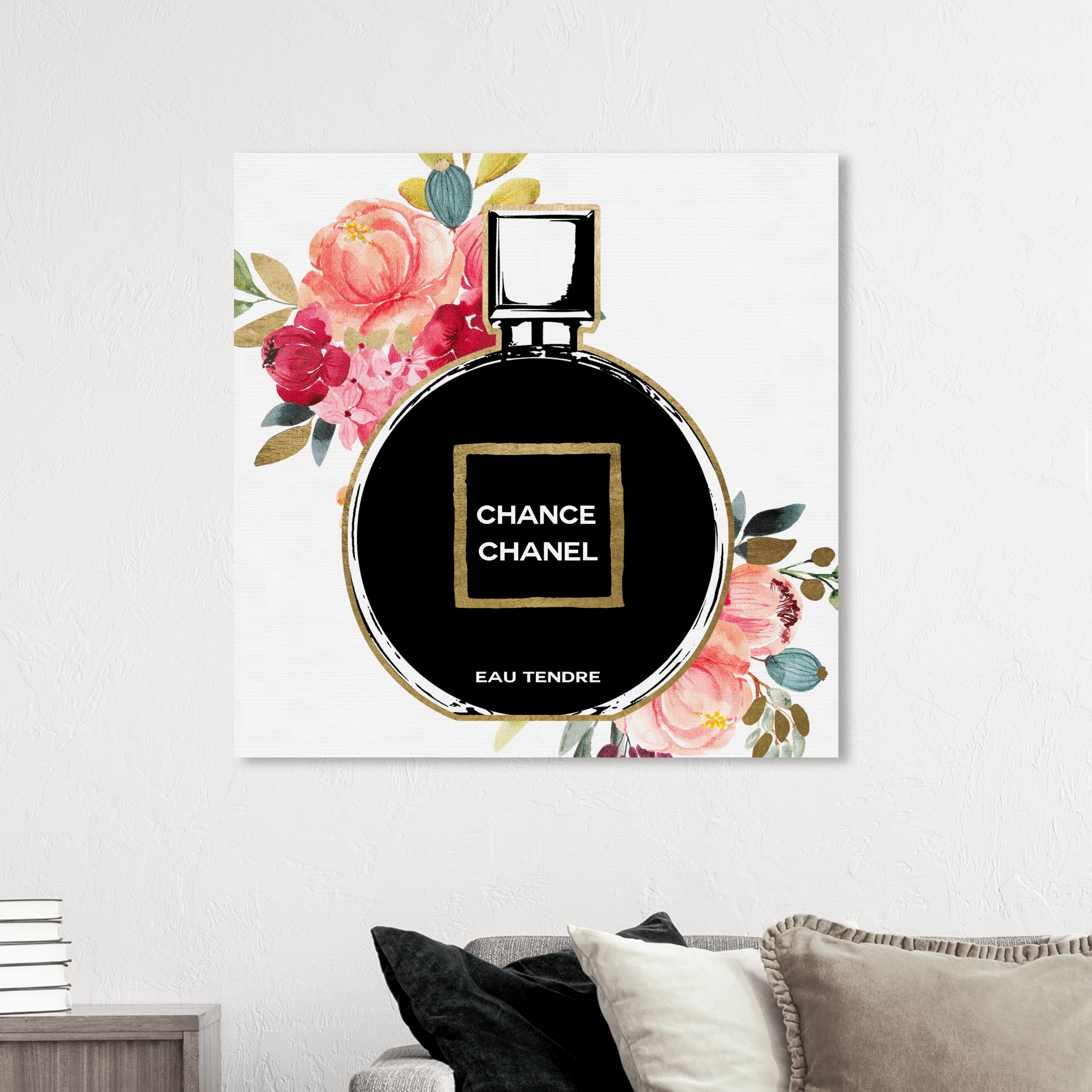 Canvas Wall Art Glam Perfume Chanel Pictures Wall Decor Orange