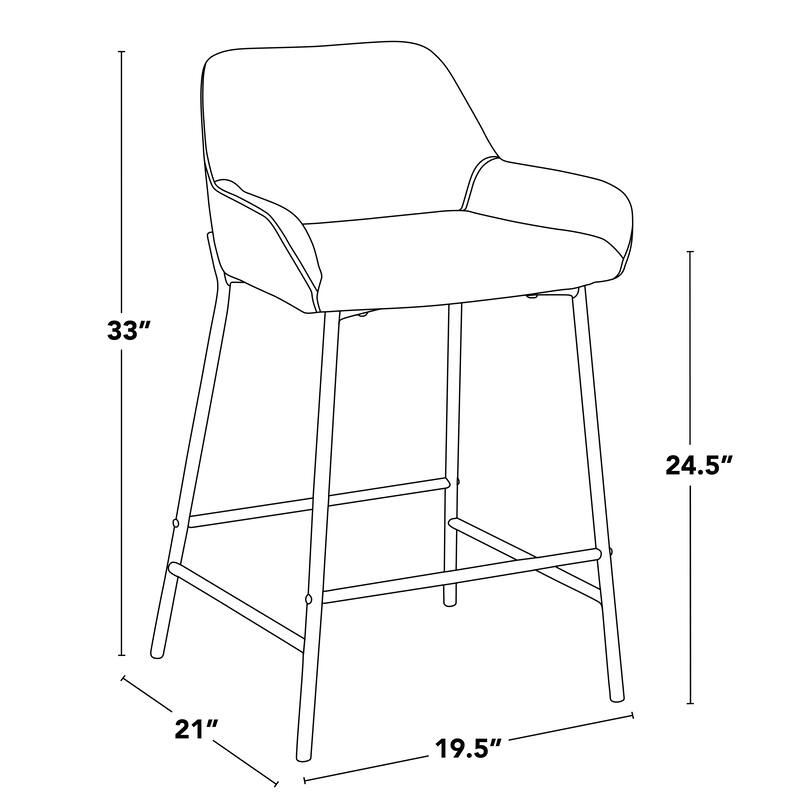 Carbon Loft Galotti Black Fixed-Height Upholstered Counter Stool - Set of 2