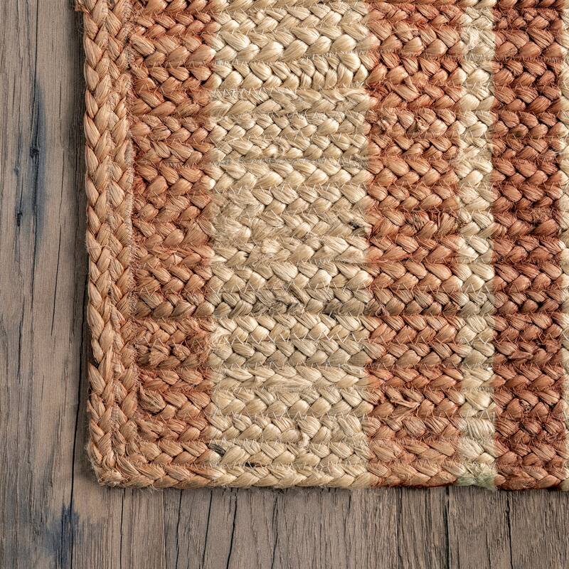 Nuloom Rubi Braided Stripes Jute Area Rug