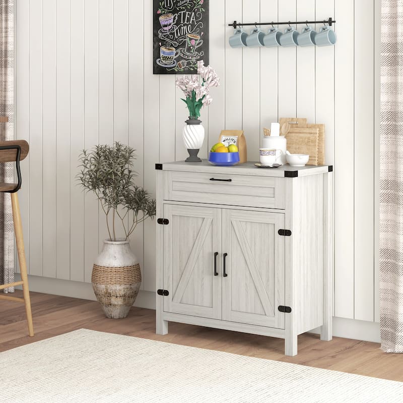 30" Magnetic Doors Storage Buffet Cabinet with Drawer and Adjustable Shelf Kitchen or Dining Room - 30" W x 15.25" D x 32.75" H