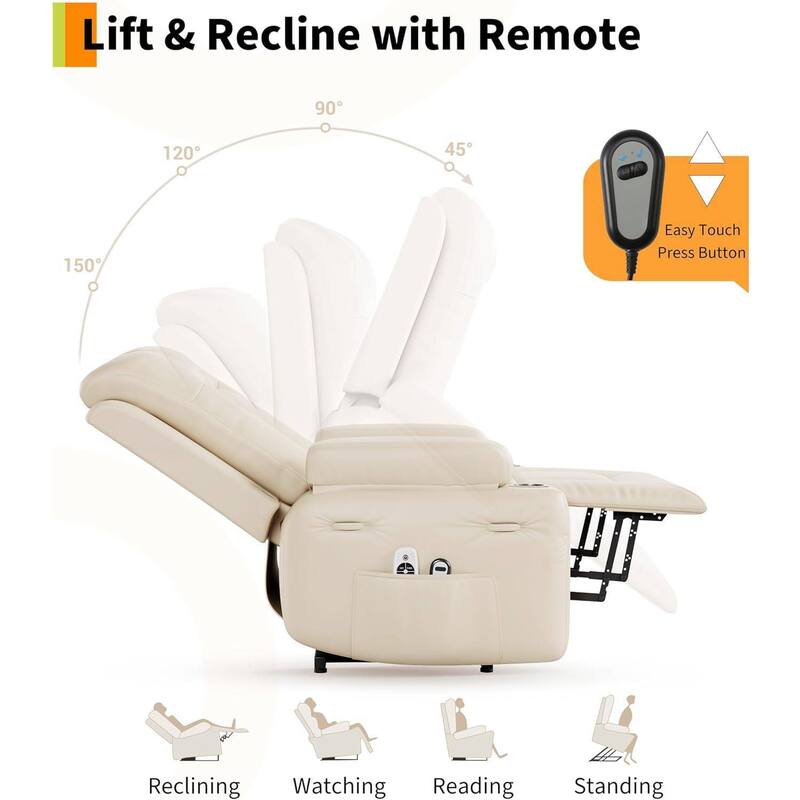 Adjustable Electric Heat and Massage Power Recliner Chair, Single Sofa