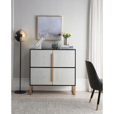 Four-Door Storage Cabinet, 42" Buffet Cabinet with Metal Base Handles, Sideboard Coffee Bar Cabinet with 4 Doors