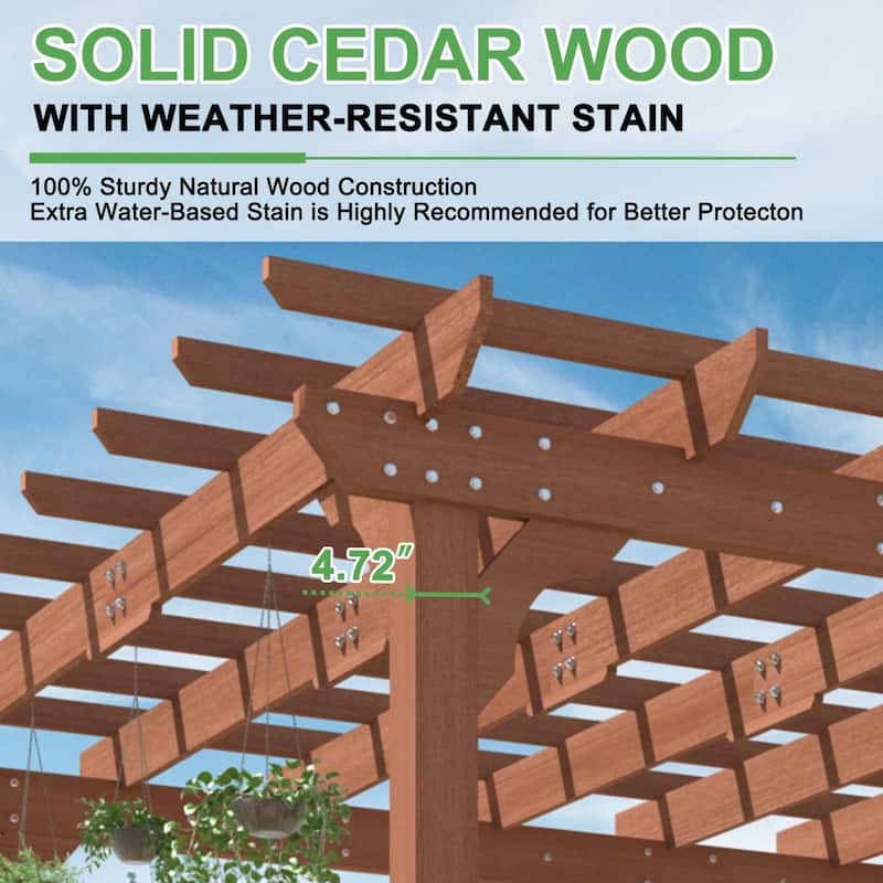 VEIKOUS Outdoor Cedar Wood Pergola Gazebo Kit with Flat Roof Trellis for Patio, Deck, Garden and Backyard