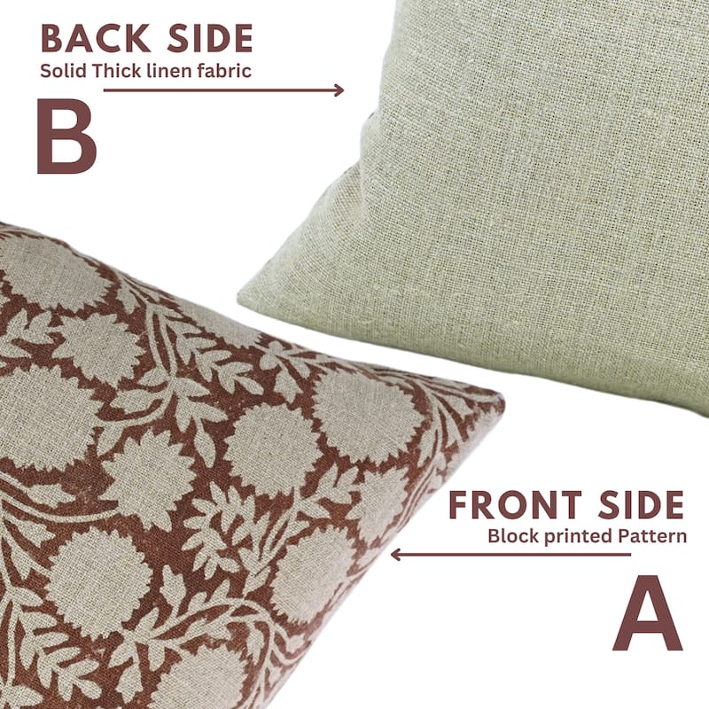 Linen Farmhouse Block print pillow Cover - Rajat