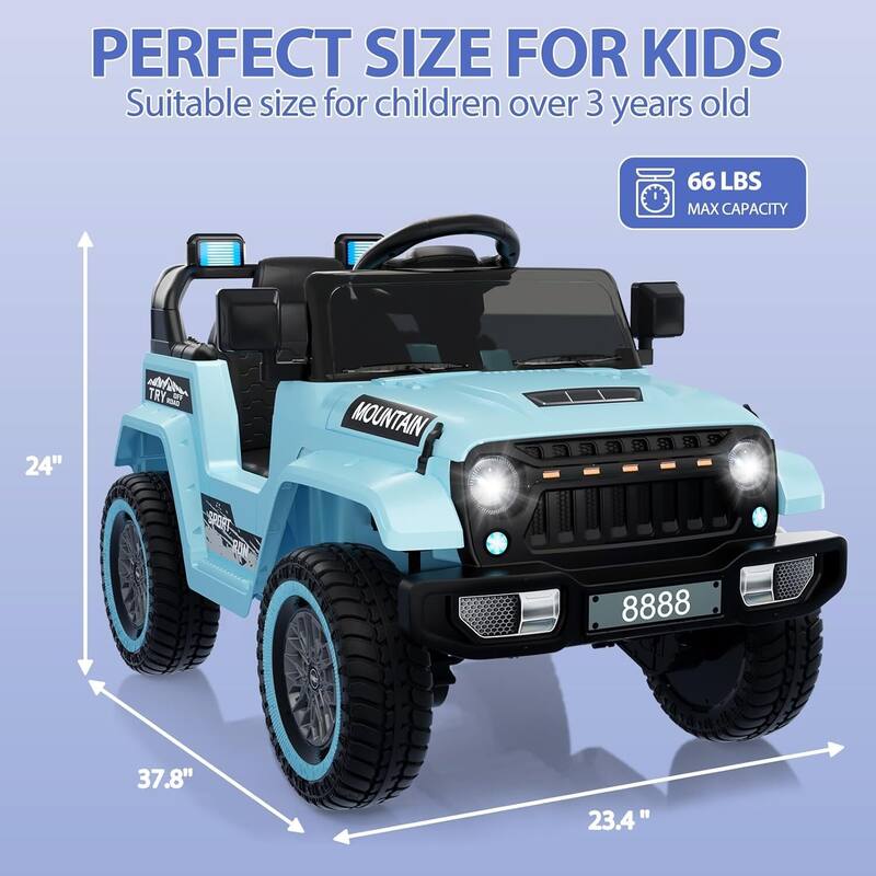 Electric Toy Car, 12V Kids Ride on Car with Remote Control Best Gift for Boys Girls, Light Blue