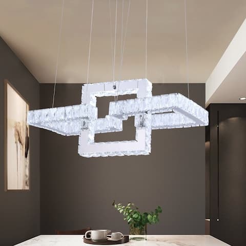 Maxax 3 - Light Unique / Statement Geometric LED Chandelier with Crystal Accents - 25*11*11