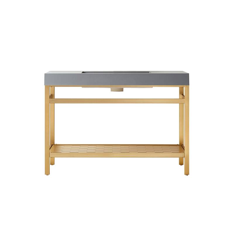 Ablitas 48" Single Vanity in Metal with Stone Sink Top