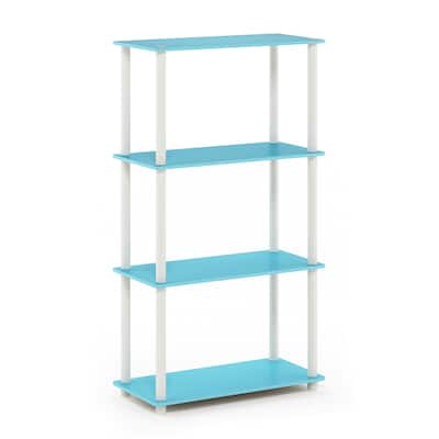 4 Tiers Wood Household Shelving Unit in Light Blue/White (23.6 in. W x 43.25 in. H x 11.6 in. D) - 23.6