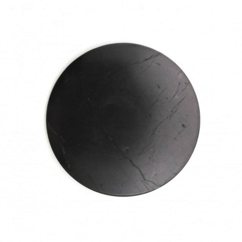 Black Karelian Shungite Gemstone Home Indoor Decoration Round OM Tile - 3.94 inches