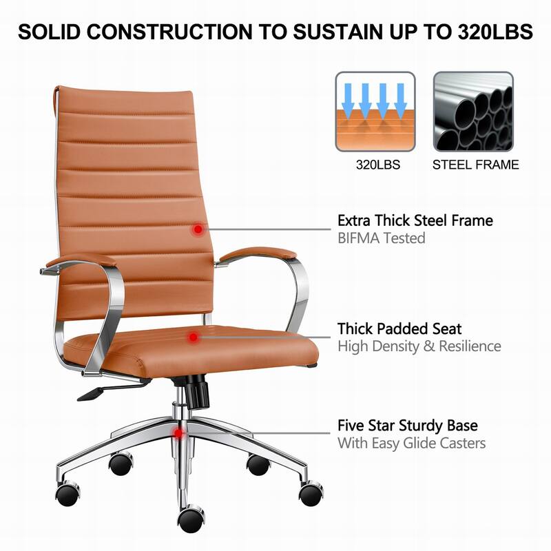 LUXMOD® Office Chair Faux Leather Silver Frame Adjustable and Swivel